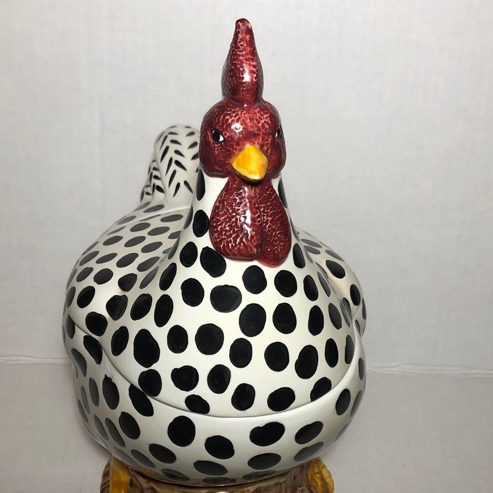 COOKIE JAR ROOSTER Spotted Ceramic Serveware by Sakura - Picture 8 of 11